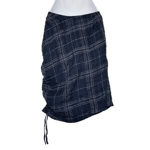 NWT The East Order Paloma Skirt Side Drawstring Scrunched Linen Plaid Size Small